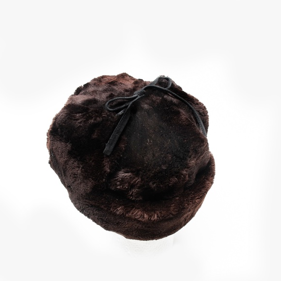 HARRICANA Par Mariouche Upcycled Sheared Beaver Vintage Chapka Hat Brown/Purple - Picture 4 of 8